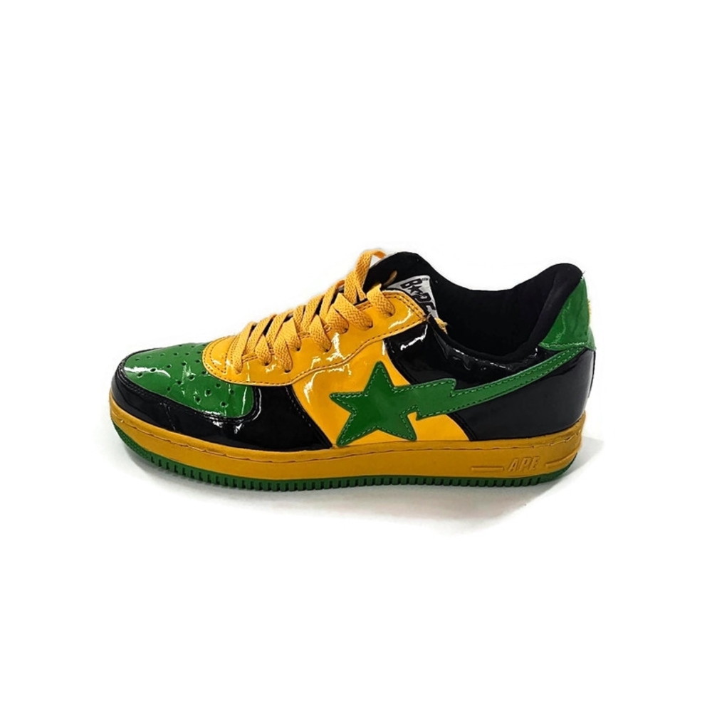 Bape Bapesta FS-001 Mens 13 A Bathing Ape STA Green and Yellow Star Sneakers - Picture 3 of 14